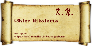 Köhler Nikoletta névjegykártya